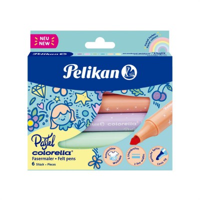 Pelikan viltpliiats, colorella, pastelsed, jämedad, 6 värvi