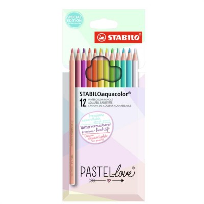 STABILO värvipliiats Aquacolor Pastellove, 12 värvi