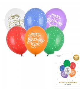 PartyDeco õhupall, 6 tk, 30 cm, Happy Birthday T..