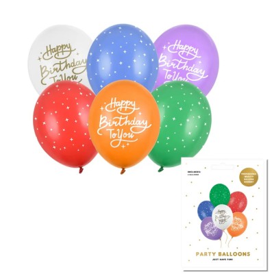 PartyDeco õhupall, 6 tk, 30 cm, Happy Birthday To You