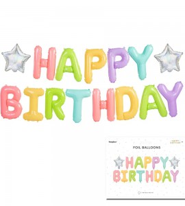 PartyDeco fooliumist õhupallikett, 340 x 35 cm, värviline / Happy Birthday