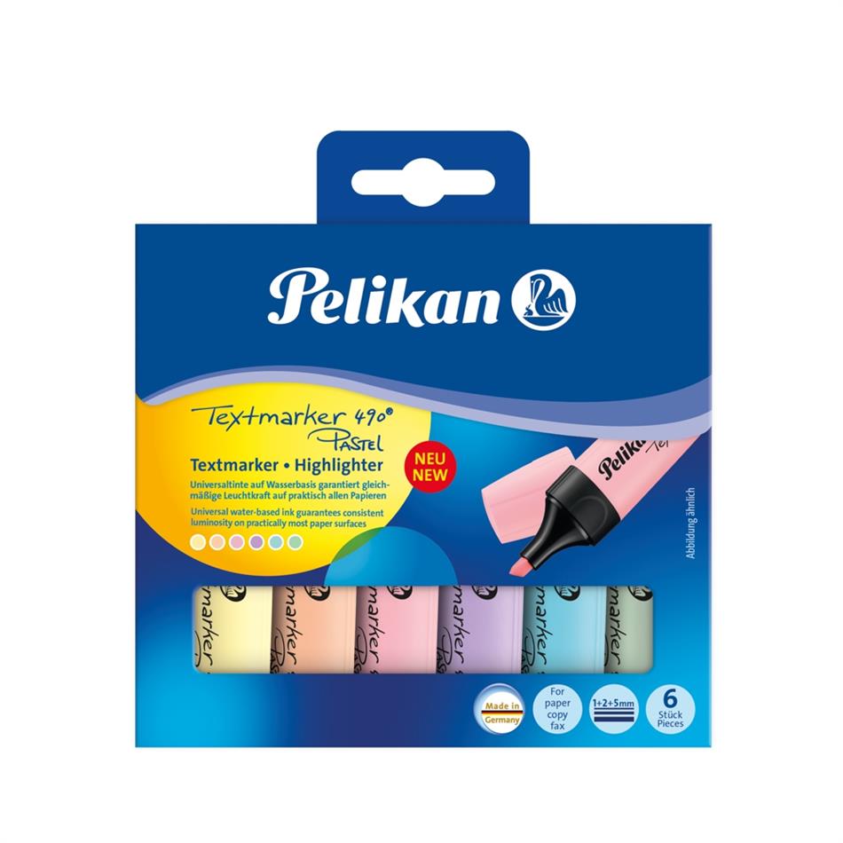 Pelikan tekstimarker 490, pastelne, 6 tk, segu